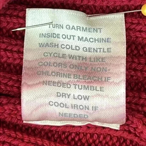 Preview International Women's Cardigan Sweater XL Red Zip-Up Ribbed Cotton Knit - Picture 11 of 11